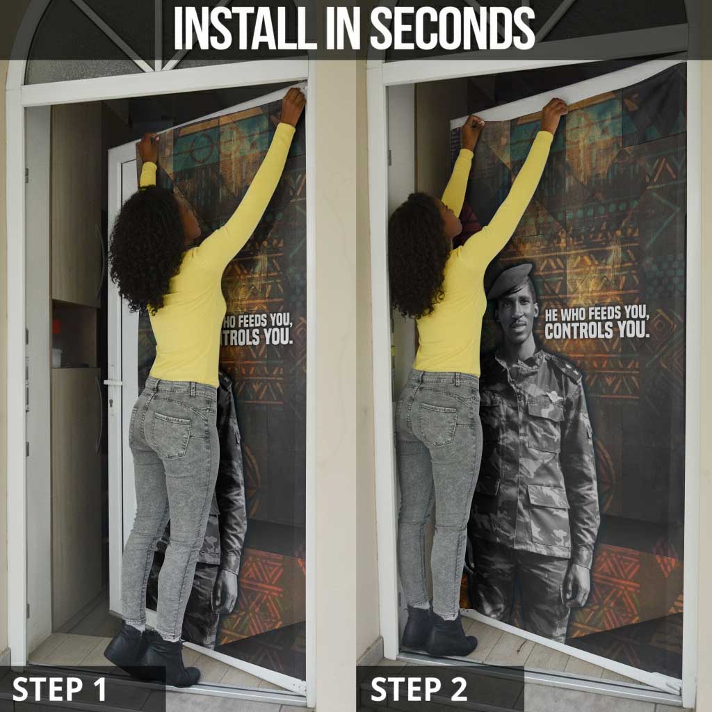 Thomas Sankara Door Cover Burkina Faso Africa Self-Reliance Message and Military Portrait - African Pride