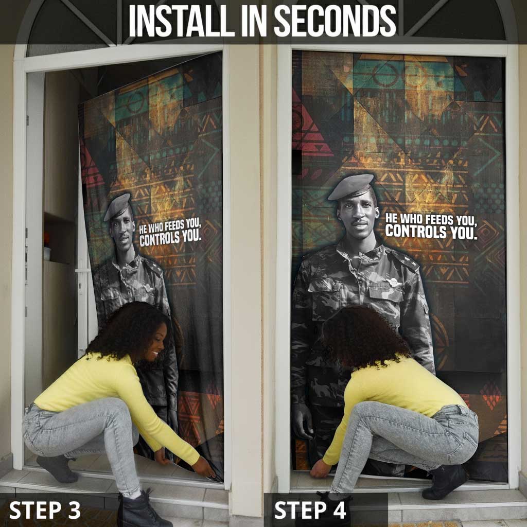 Thomas Sankara Door Cover Burkina Faso Africa Self-Reliance Message and Military Portrait - African Pride