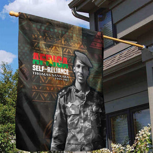 Thomas Sankara Garden Flag Burkina Faso Africa Self-Reliance Message and Military Portrait - African Pride