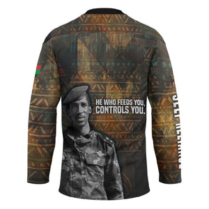 Thomas Sankara Hockey Jersey Burkina Faso Africa Self-Reliance Message and Military Portrait - African Pride