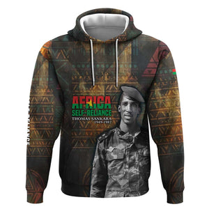 Thomas Sankara Hoodie Burkina Faso Africa Self-Reliance Message and Military Portrait - African Pride
