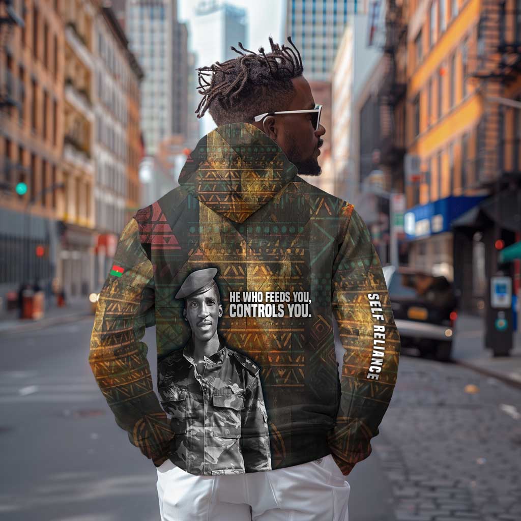 Thomas Sankara Hoodie Burkina Faso Africa Self-Reliance Message and Military Portrait - African Pride