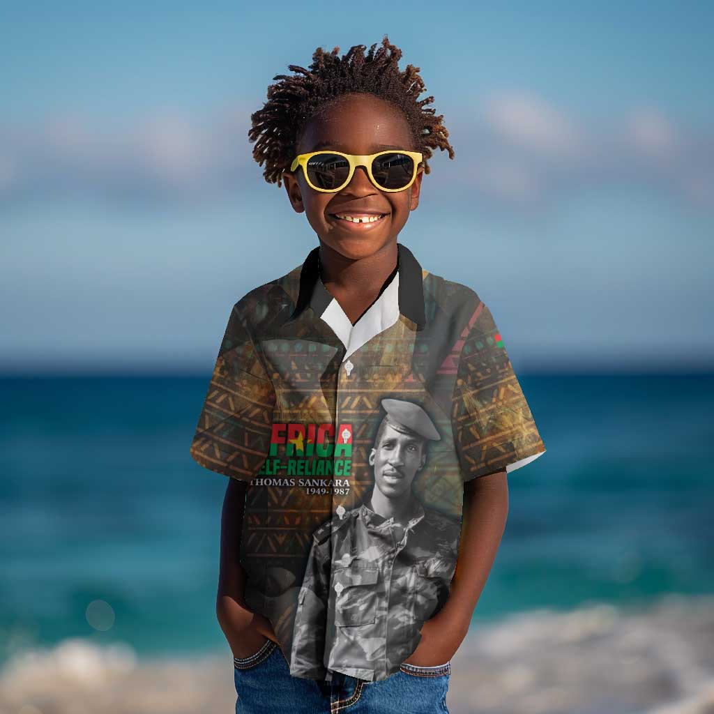 Thomas Sankara Kid Hawaiian Shirt Burkina Faso Africa Self-Reliance Message and Military Portrait - African Pride