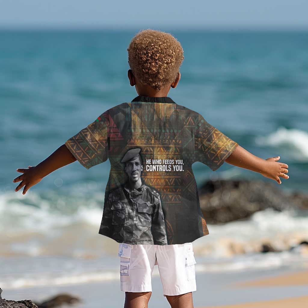 Thomas Sankara Kid Hawaiian Shirt Burkina Faso Africa Self-Reliance Message and Military Portrait - African Pride