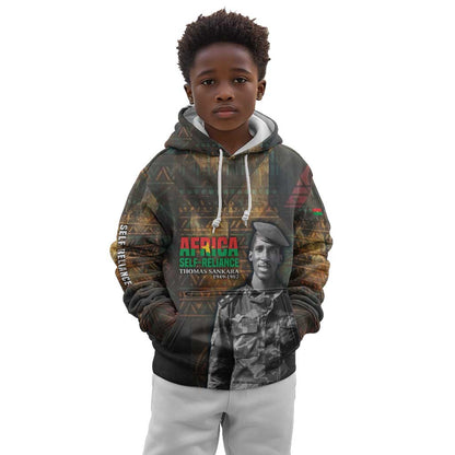 Thomas Sankara Kid Hoodie Burkina Faso Africa Self-Reliance Message and Military Portrait - African Pride