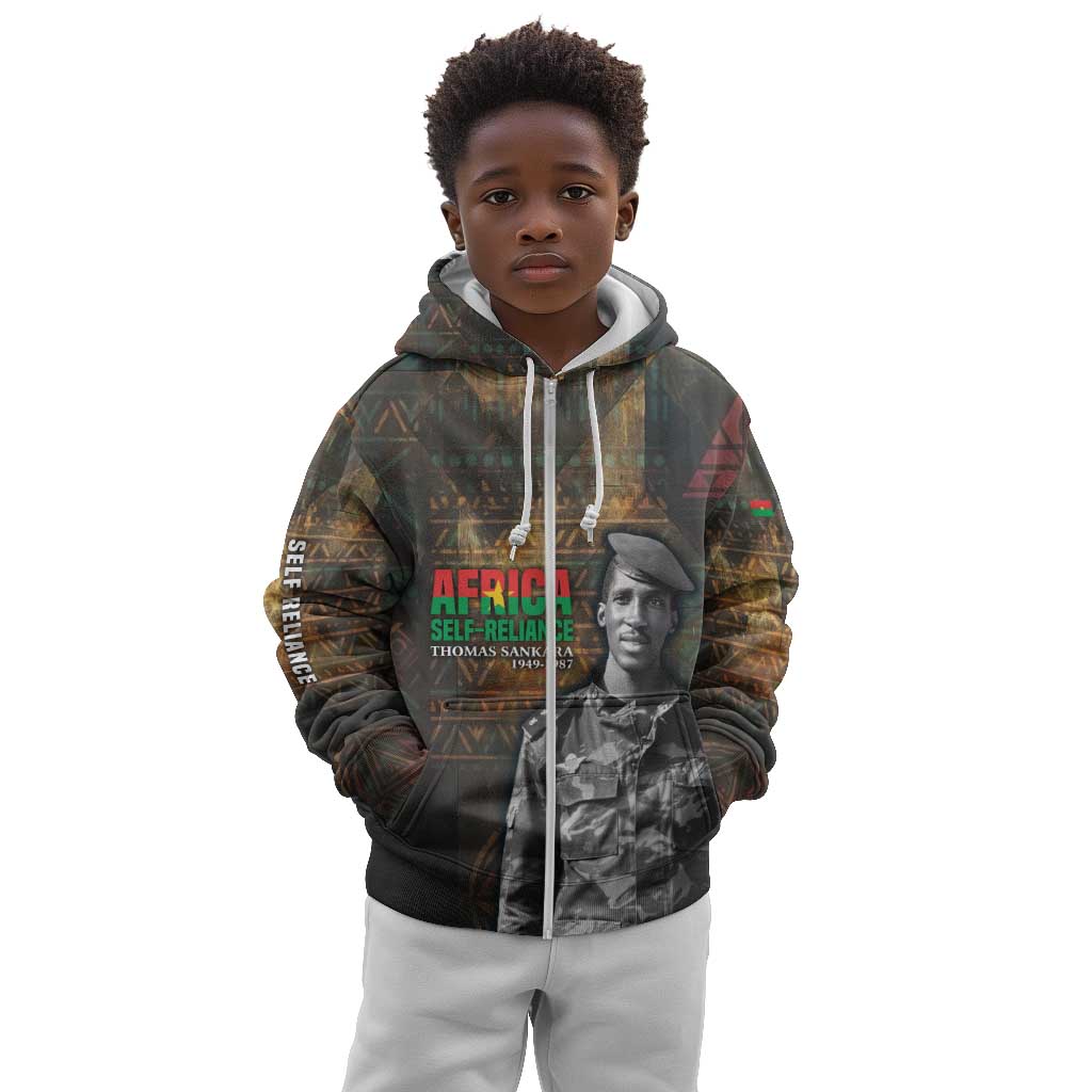 Thomas Sankara Kid Hoodie Burkina Faso Africa Self-Reliance Message and Military Portrait - African Pride