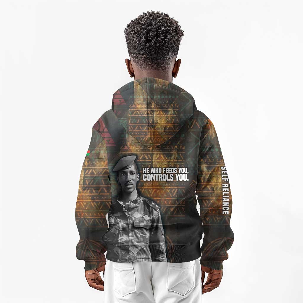 Thomas Sankara Kid Hoodie Burkina Faso Africa Self-Reliance Message and Military Portrait - African Pride