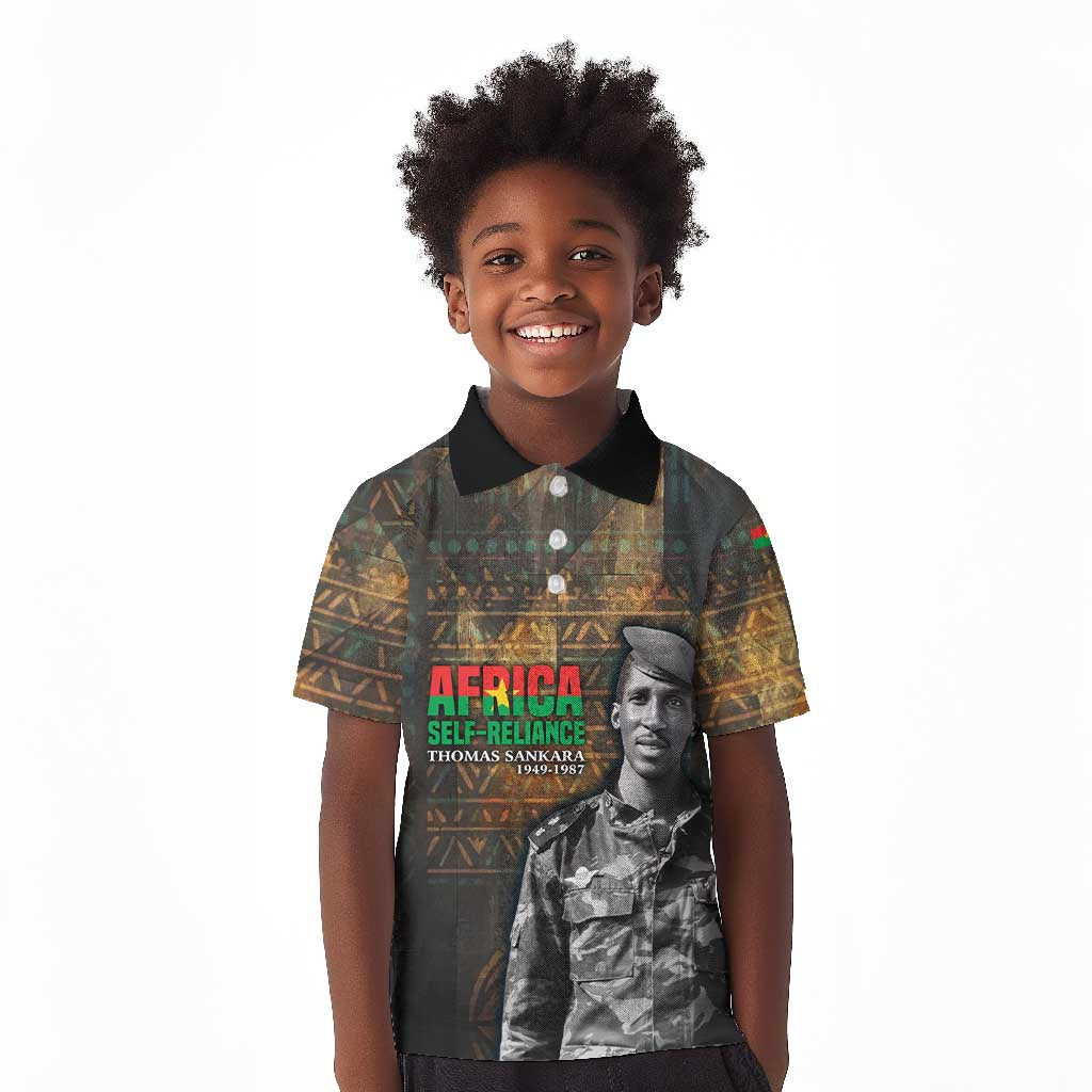 Thomas Sankara Kid Polo Shirt Burkina Faso Africa Self-Reliance Message and Military Portrait - African Pride