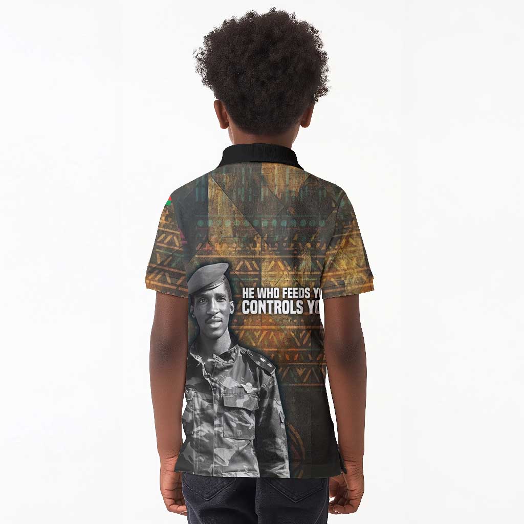 Thomas Sankara Kid Polo Shirt Burkina Faso Africa Self-Reliance Message and Military Portrait - African Pride