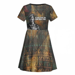 Thomas Sankara Kid Short Sleeve Dress Burkina Faso Africa Self-Reliance Message and Military Portrait - African Pride