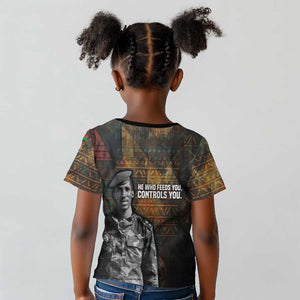 Thomas Sankara Kid T shirt Burkina Faso Africa Self-Reliance Message and Military Portrait - African Pride