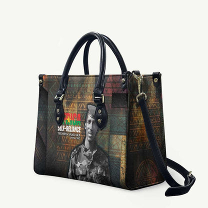 Thomas Sankara Leather Bag Burkina Faso Africa Self-Reliance Message and Military Portrait - African Pride