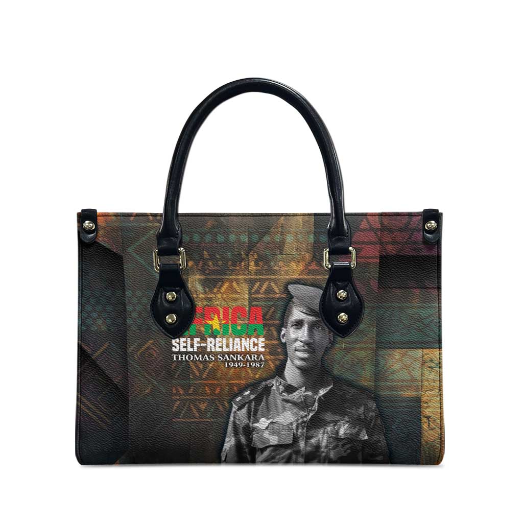 Thomas Sankara Leather Bag Burkina Faso Africa Self-Reliance Message and Military Portrait - African Pride