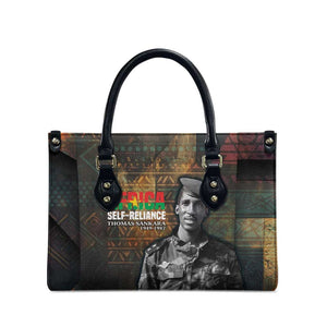 Thomas Sankara Leather Bag Burkina Faso Africa Self-Reliance Message and Military Portrait - African Pride