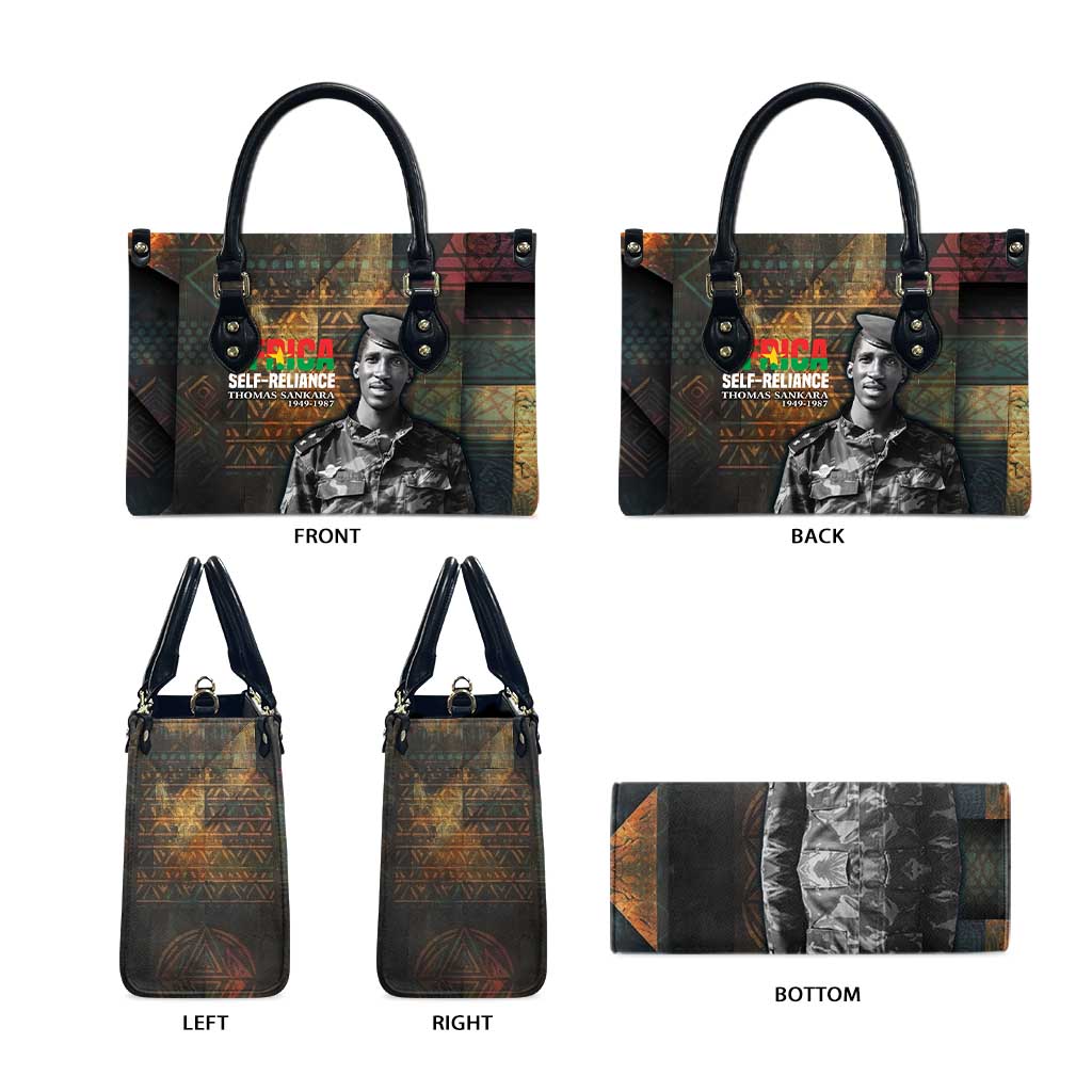 Thomas Sankara Leather Bag Burkina Faso Africa Self-Reliance Message and Military Portrait - African Pride