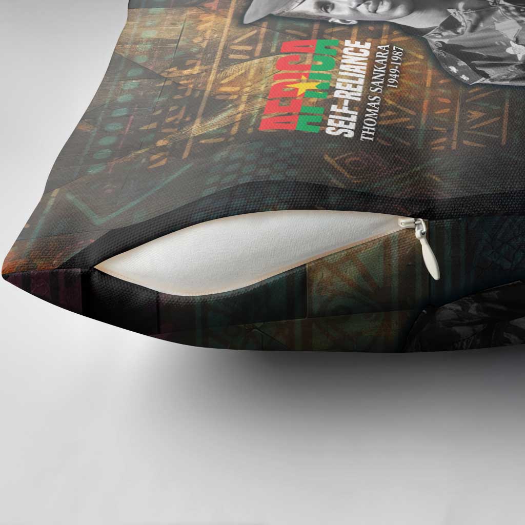 Thomas Sankara Pillow Cover Burkina Faso Africa Self-Reliance Message and Military Portrait - African Pride
