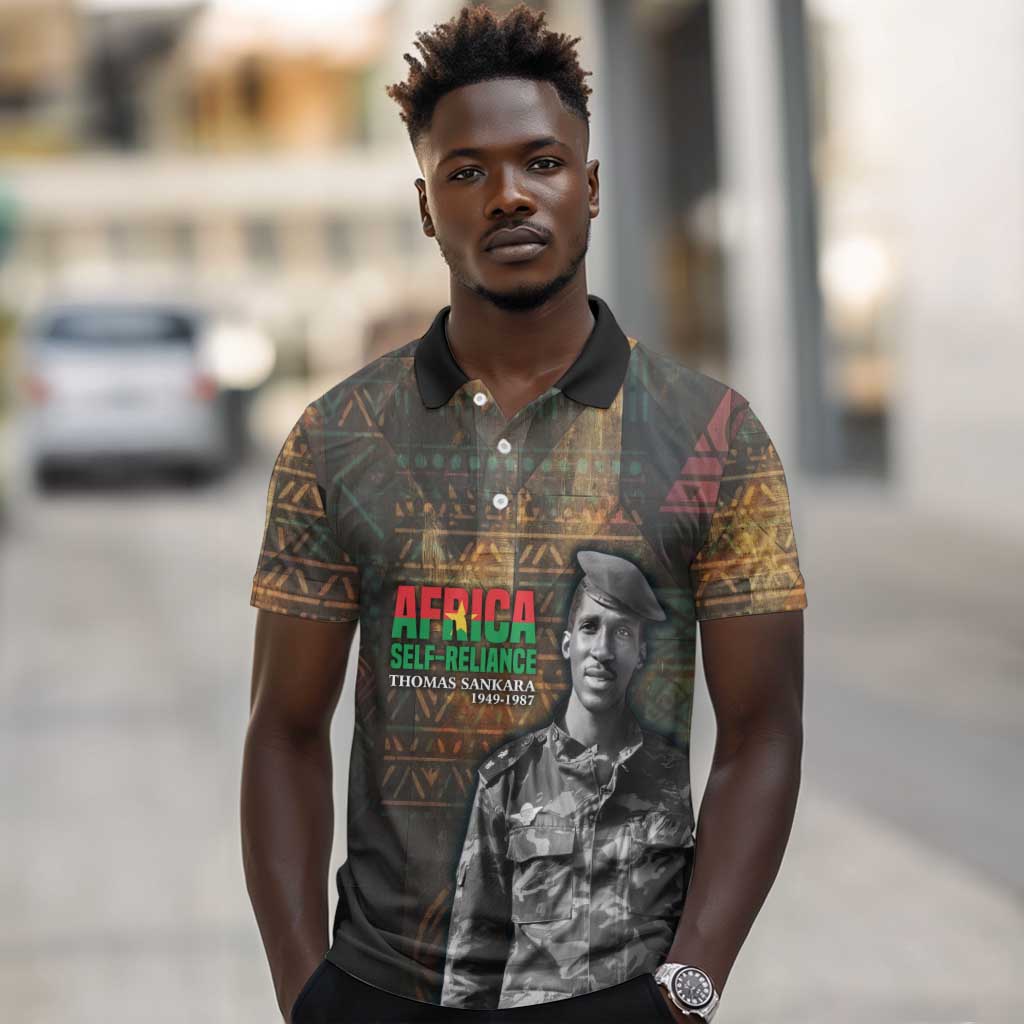 Thomas Sankara Polo Shirt Burkina Faso Africa Self-Reliance Message and Military Portrait - African Pride
