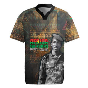 Thomas Sankara Rugby Jersey Burkina Faso Africa Self-Reliance Message and Military Portrait - African Pride