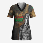 Thomas Sankara Scrub Top Burkina Faso Africa Self-Reliance Message and Military Portrait - African Pride