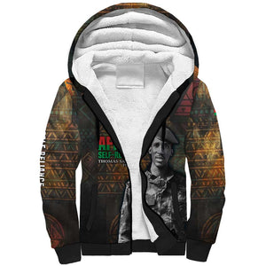 Thomas Sankara Sherpa Hoodie Burkina Faso Africa Self-Reliance Message and Military Portrait - African Pride