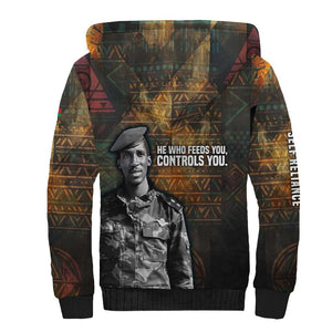 Thomas Sankara Sherpa Hoodie Burkina Faso Africa Self-Reliance Message and Military Portrait - African Pride