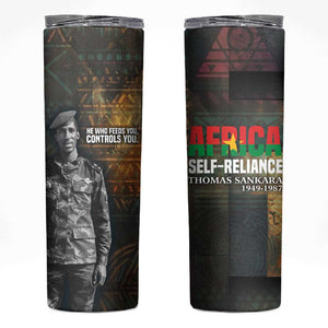Thomas Sankara Skinny Tumbler Burkina Faso Africa Self-Reliance Message and Military Portrait - African Pride