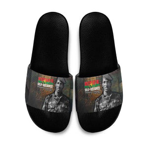 Thomas Sankara Slide Sandals Burkina Faso Africa Self-Reliance Message and Military Portrait - African Pride