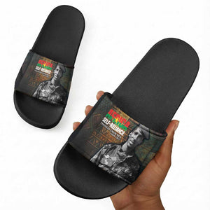 Thomas Sankara Slide Sandals Burkina Faso Africa Self-Reliance Message and Military Portrait - African Pride