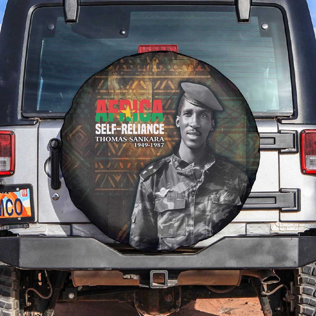 Thomas Sankara Spare Tire Cover Burkina Faso Africa Self-Reliance Message and Military Portrait - African Pride