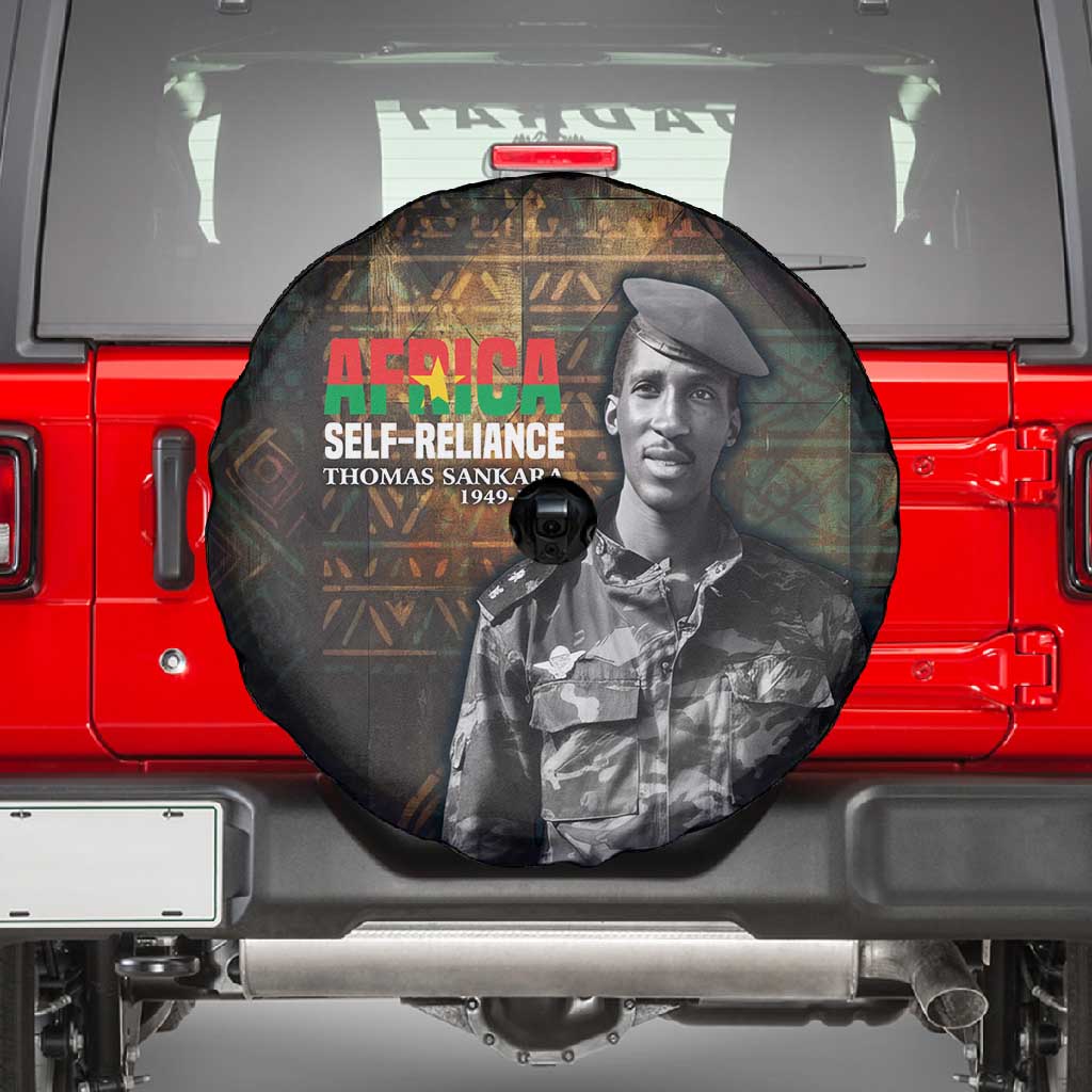 Thomas Sankara Spare Tire Cover Burkina Faso Africa Self-Reliance Message and Military Portrait - African Pride