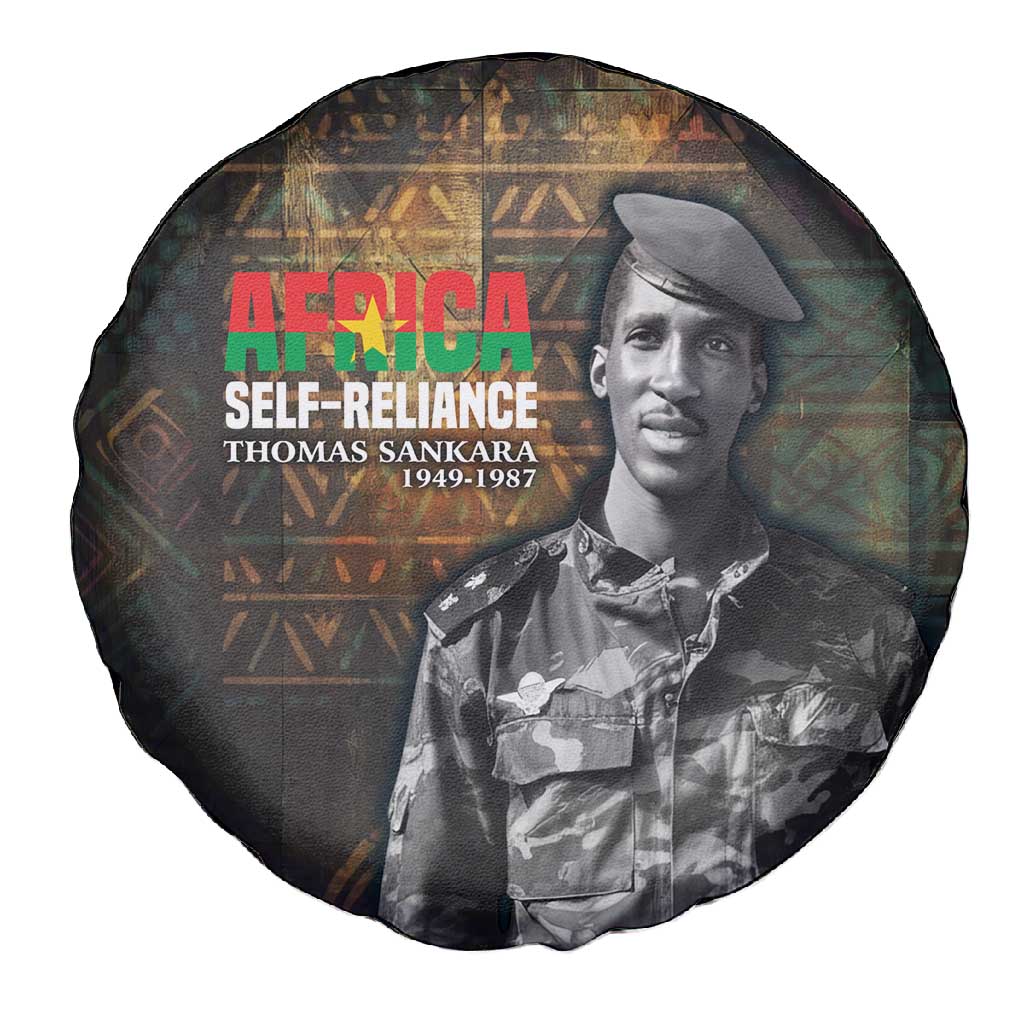 Thomas Sankara Spare Tire Cover Burkina Faso Africa Self-Reliance Message and Military Portrait - African Pride