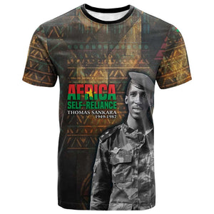 Thomas Sankara T shirt Burkina Faso Africa Self-Reliance Message and Military Portrait - African Pride