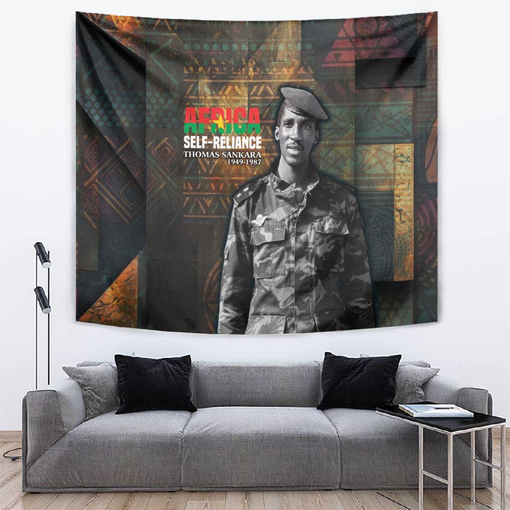 Thomas Sankara Tapestry Burkina Faso Africa Self-Reliance Message and Military Portrait - African Pride