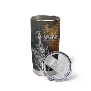 Thomas Sankara Tumbler Cup Burkina Faso Africa Self-Reliance Message and Military Portrait - African Pride