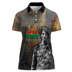 Thomas Sankara Women Polo Shirt Burkina Faso Africa Self-Reliance Message and Military Portrait - African Pride