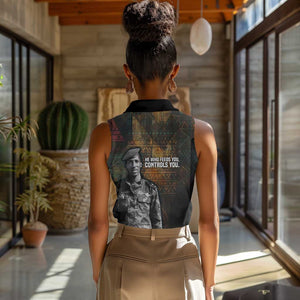 Thomas Sankara Women Sleeveless Polo Shirt Burkina Faso Africa Self-Reliance Message and Military Portrait - African Pride