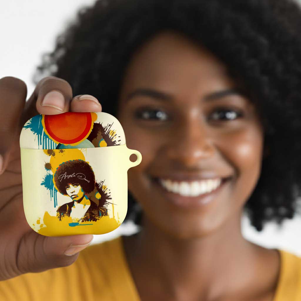 Angela Davis AirPods Case Bold Pop Art Style Freedom Is a Constant Struggle Quote Civil Rights Activist - African Pride