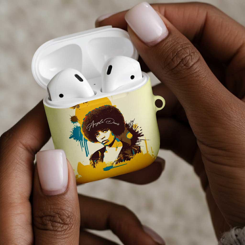 Angela Davis AirPods Case Bold Pop Art Style Freedom Is a Constant Struggle Quote Civil Rights Activist - African Pride