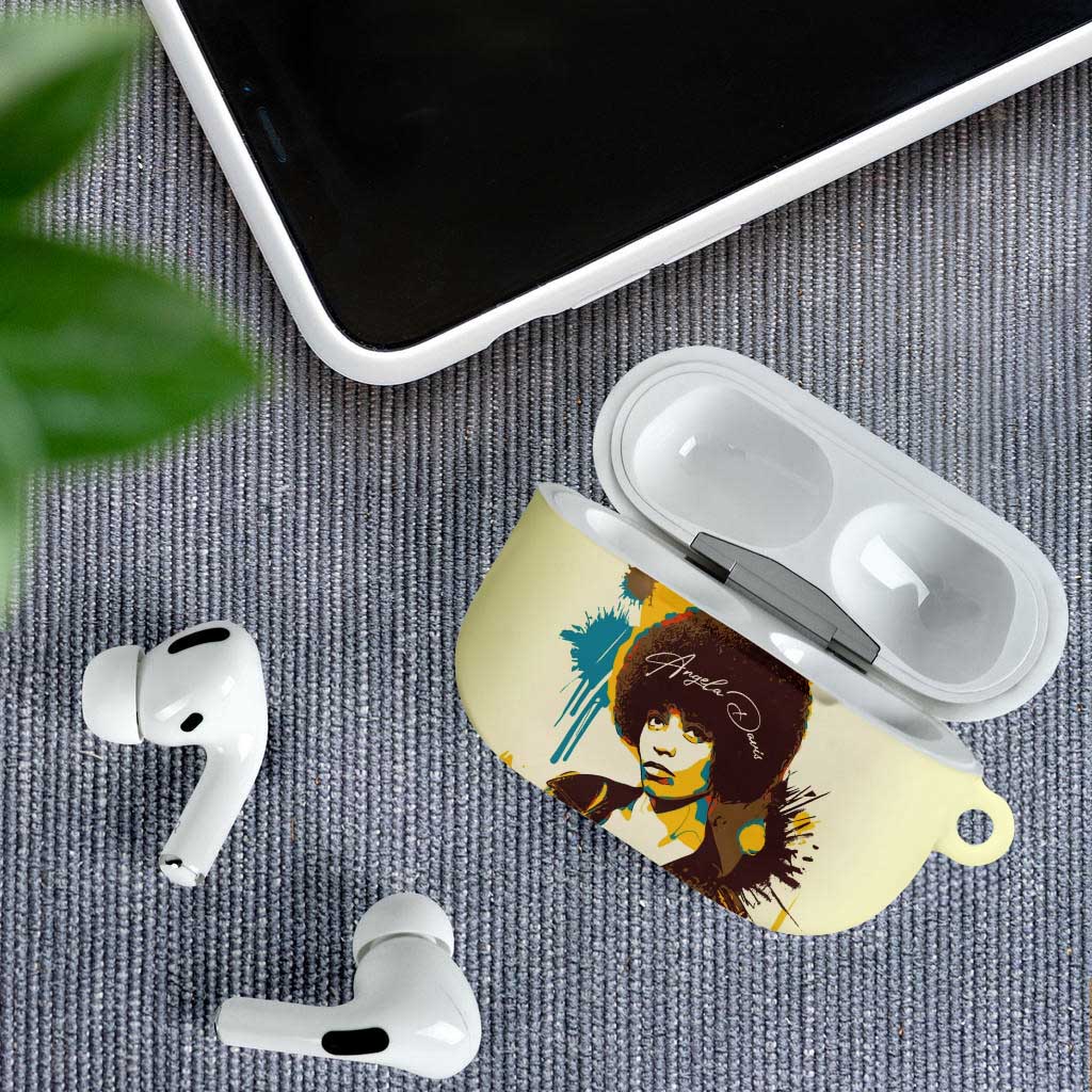 Angela Davis AirPods Case Bold Pop Art Style Freedom Is a Constant Struggle Quote Civil Rights Activist - African Pride