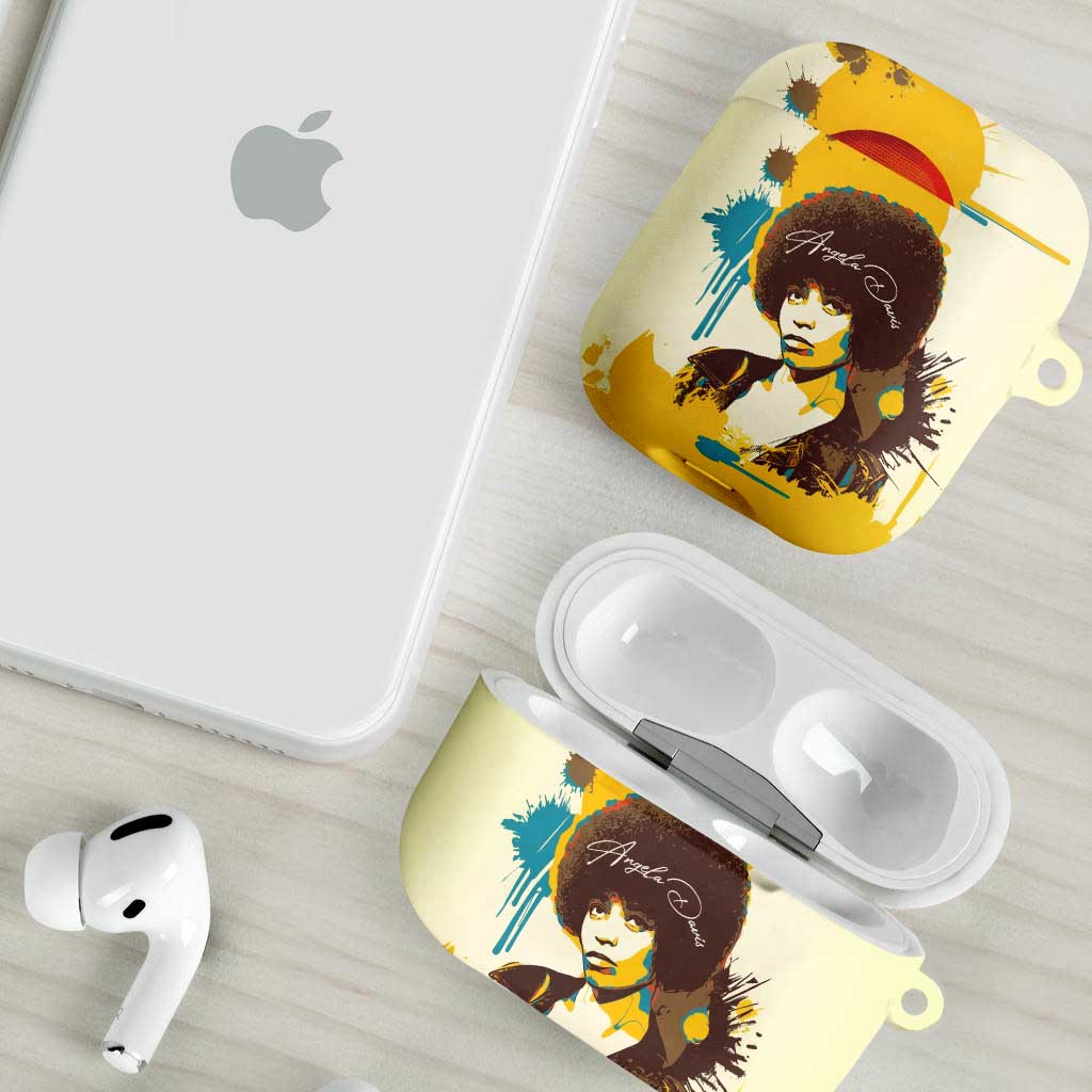 Angela Davis AirPods Case Bold Pop Art Style Freedom Is a Constant Struggle Quote Civil Rights Activist - African Pride
