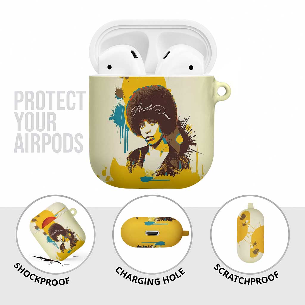 Angela Davis AirPods Case Bold Pop Art Style Freedom Is a Constant Struggle Quote Civil Rights Activist - African Pride
