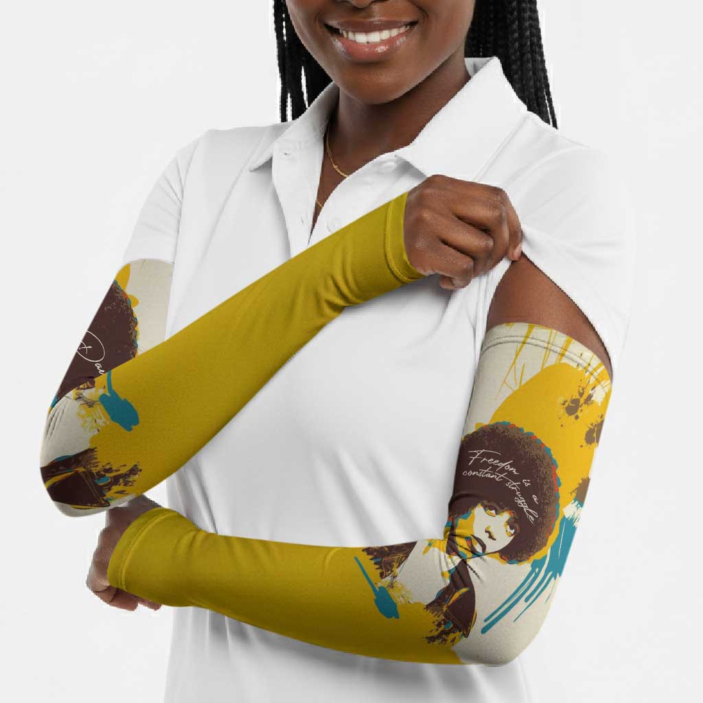 Angela Davis Arm Sleeves Bold Pop Art Style Freedom Is a Constant Struggle Quote Civil Rights Activist - African Pride