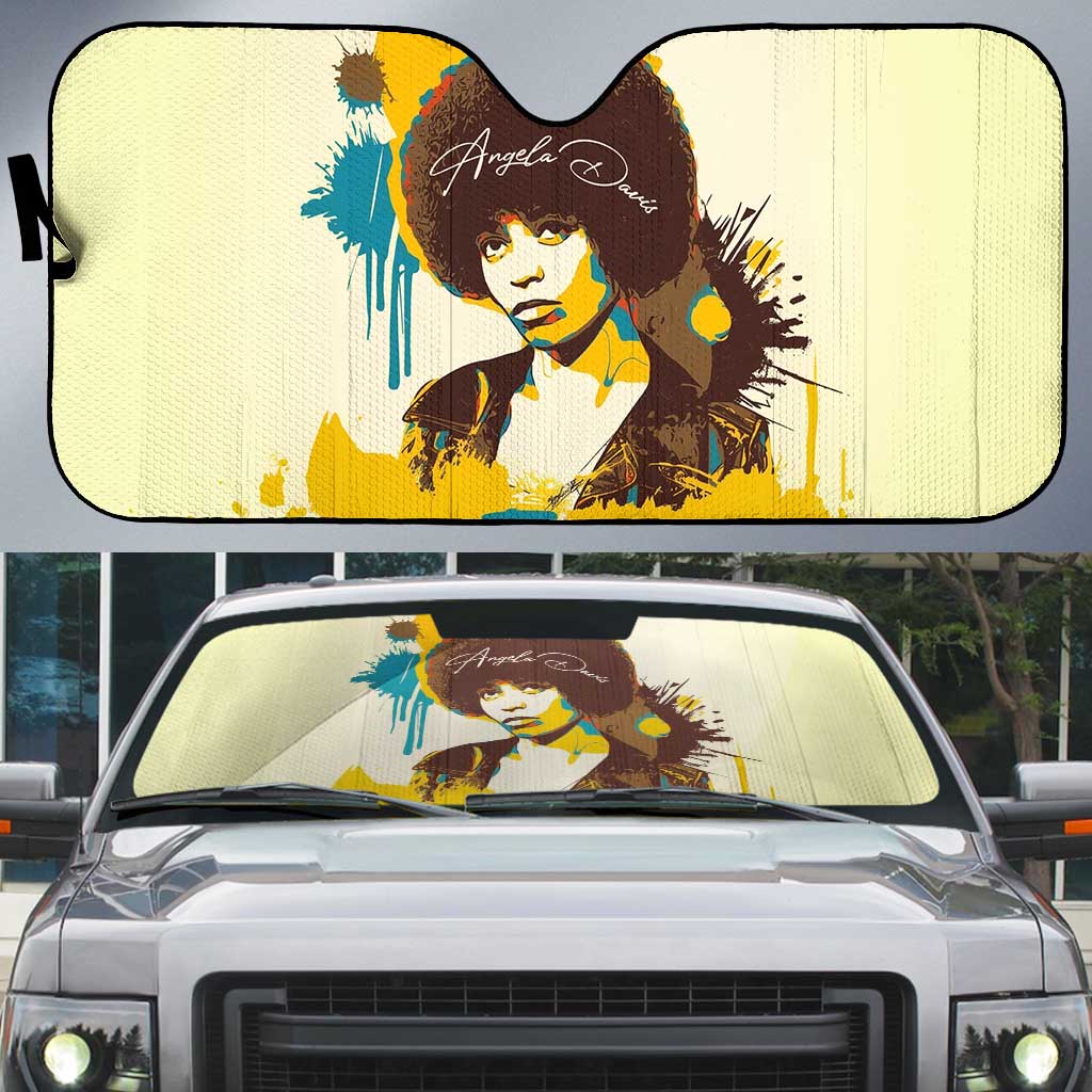 Angela Davis Auto Sun Shade Bold Pop Art Style Freedom Is a Constant Struggle Quote Civil Rights Activist - African Pride