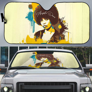 Angela Davis Auto Sun Shade Bold Pop Art Style Freedom Is a Constant Struggle Quote Civil Rights Activist - African Pride