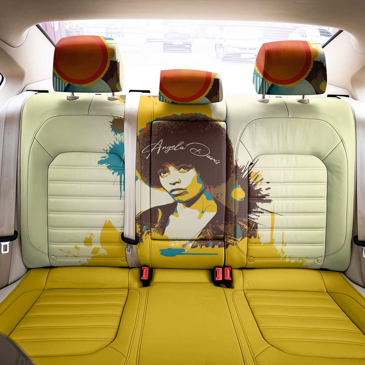 Angela Davis Back Car Seat Cover Bold Pop Art Style Freedom Is a Constant Struggle Quote Civil Rights Activist - African Pride