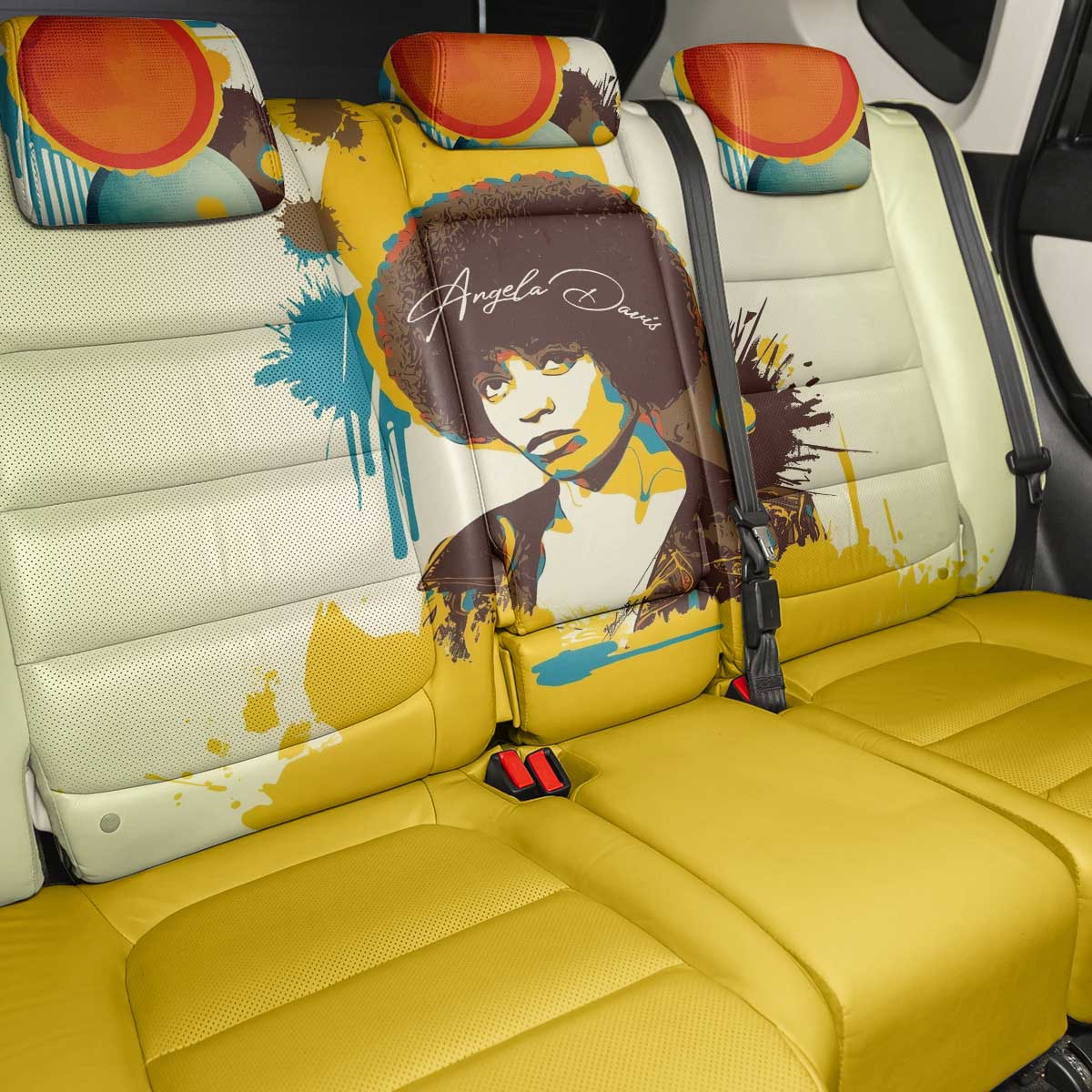 Angela Davis Back Car Seat Cover Bold Pop Art Style Freedom Is a Constant Struggle Quote Civil Rights Activist - African Pride