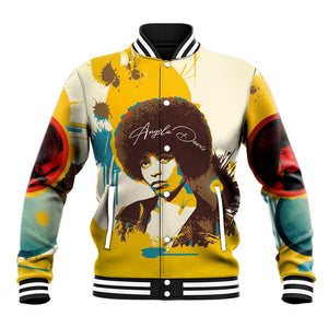 Angela Davis Baseball Jacket Bold Pop Art Style Freedom Is a Constant Struggle Quote Civil Rights Activist - African Pride