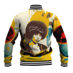 Angela Davis Baseball Jacket Bold Pop Art Style Freedom Is a Constant Struggle Quote Civil Rights Activist - African Pride