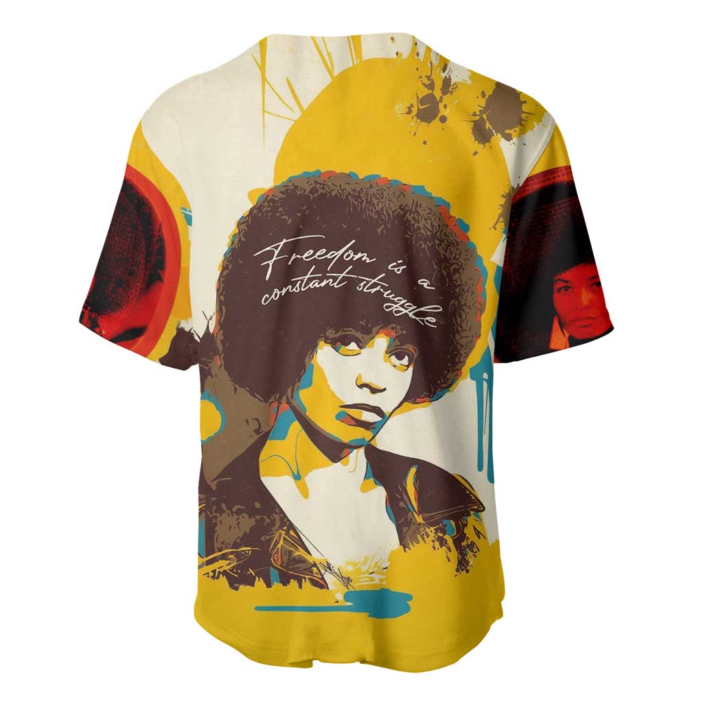 Angela Davis Baseball Jersey Bold Pop Art Style Freedom Is a Constant Struggle Quote Civil Rights Activist TS04