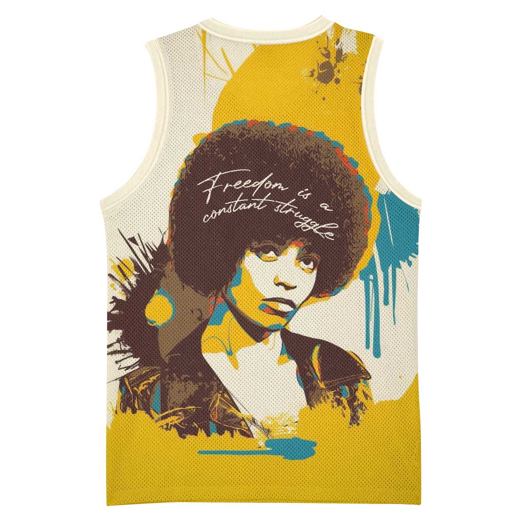 Angela Davis Basketball Jersey Bold Pop Art Style Freedom Is a Constant Struggle Quote Civil Rights Activist - African Pride